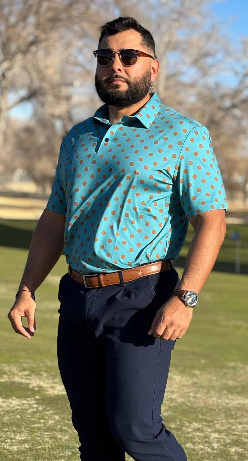 Polka Dot Teal Burnt Orange