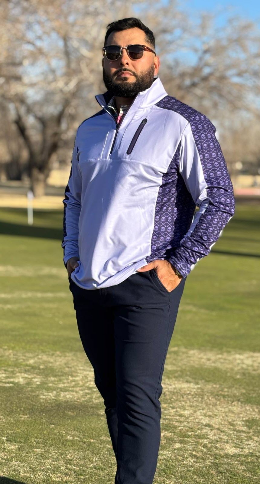 Quarter Zip Purpura Skull Dry Lite